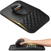 ProtoArc MP50 Ergonomic Mouse Pad with Wrist Rest, PU Leather, Black | 8&deg; slope &amp; massage points, soft memory foam, Large 12x8 Inches, Non-slip base. Relieves wrist strain for office &amp; home