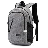 Laptop Backpack, Business Travel Anti Theft Water Resistant Back Bag for Women & Men with USB Charging Port, Slim Durable Computer Backpack Fits 15.6 Inch Laptops & Notebook (Grey)