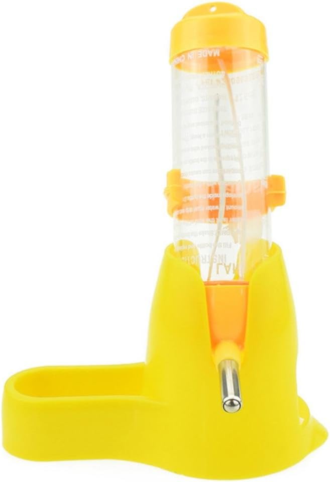 Jintime 120ML Plastic Dispenser With Base Hut Small Pet Nest 3 in 1 Hamster Water Bottle Holder (yellow)