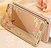 iPhone 6 Case, V-FYee [Secret Floral Series] Slim Dual Flexible TPU Rubber Back Cover with Clear Flower Bling Glitter Stone Diamond Case for iPhone 6 / 6s 4.7 inch - Golden Edge