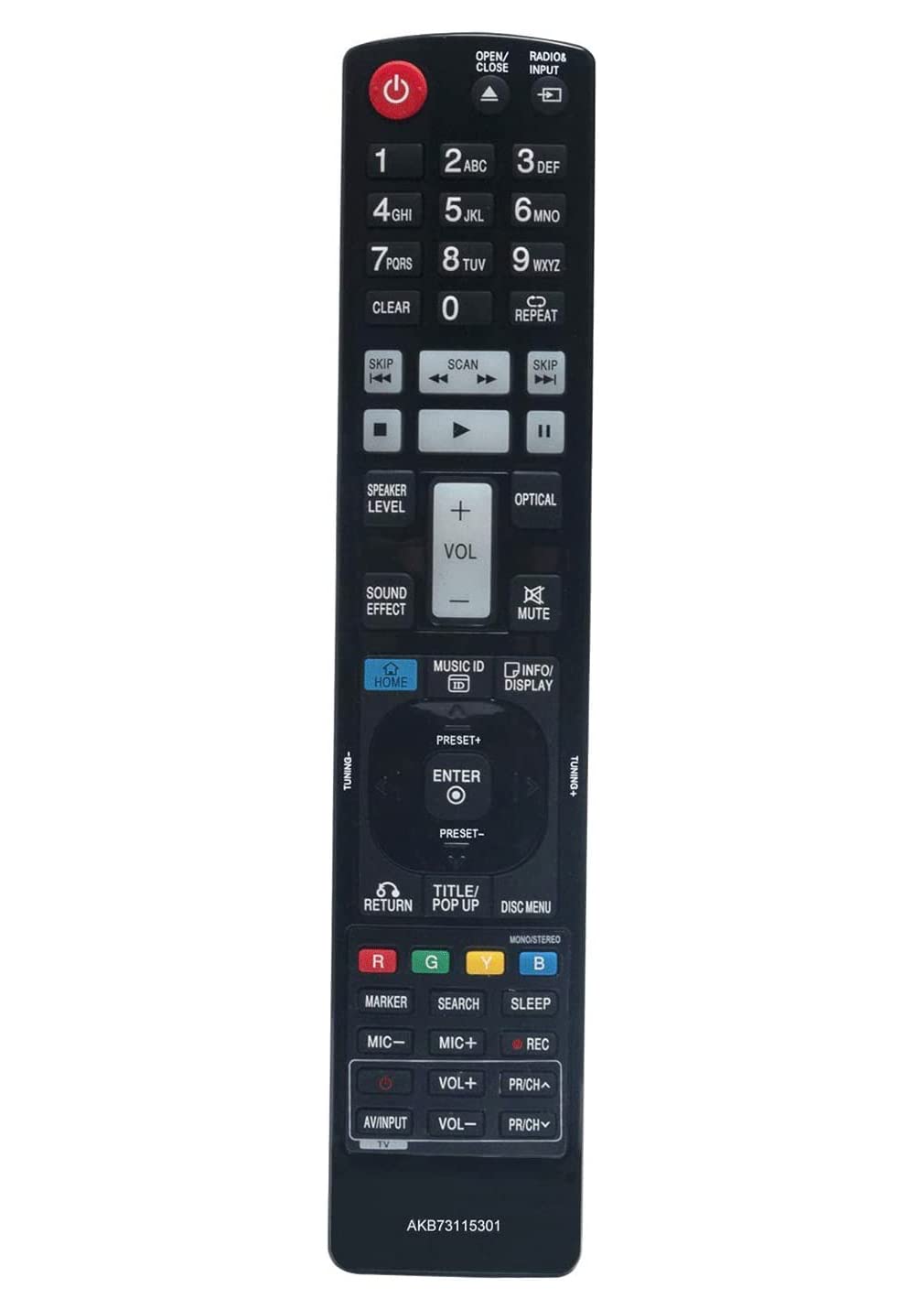 VINABTY Replacement Remote Control Fit for LG Blu-ray Disc Player HR536D HR537D HR558D HR559D HR698D HR699D Remote AKB73115301