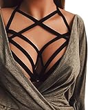 Hemlock Elastic Bandage Bra, Women Lingerie Strap Bralette Bustier Top (L, Black)
