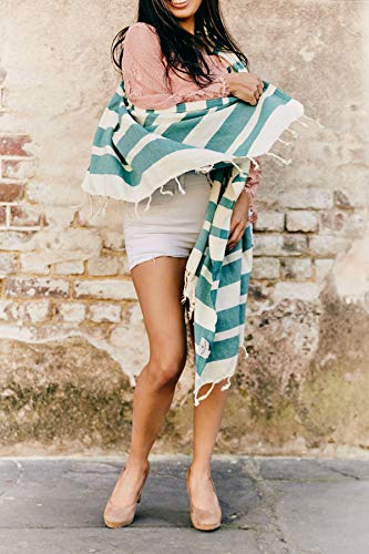Fair-Seas-Supply-Co-Turkish-Towel-Peshtemal-Towel-100-Organic-Turkish-Cotton-Quick-Dry-and-Lightweight-39-x-71-Large-Caribbean-Blue