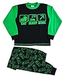 Boy's Eat Sleep Mine Pajamas Fantastic Computer Game Style All Over Print 7 to 14 Years (7-8 Years)