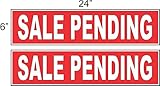 2 - 6x24 SALE PENDING Real Estate Rider Sign Red REVERSE OUT