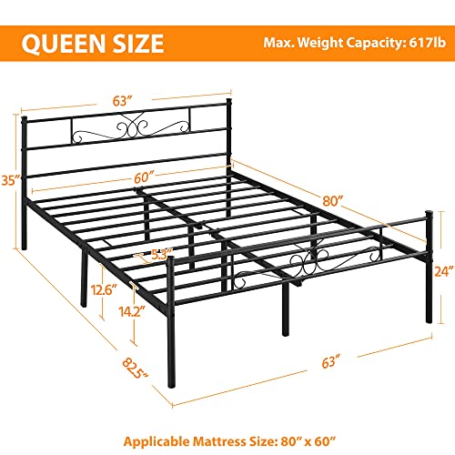 Yaheetech Queen Size Bed Frames/Metal Platform Bed with Headboard and Footboard/No Box Spring