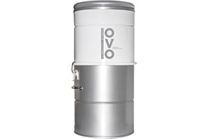 OVO Large and Powerful Central Vacuum System, 700 Airwatts Hybrid Filtration (with or Without Disposable Bags), Covers up to 7500 sq.ft, 6.6 Gal / 25L Bottom Load Rolled Steel Canister