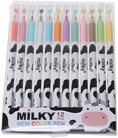 Surburder Shop Multi Colors Colorful Gel Sweet-style Design Pin Type Ink Pen Pack of 12