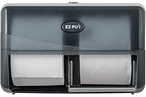 EZPULL EZbrnd Wall Mount Twin Double Roll Side-by-Side Toilet Paper Dispenser Holder for Home/Commercial/Washroom/Office, Pearl Black, 4250B-EZ