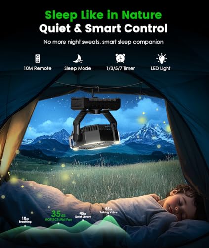 Portable Misting Fan - 24000mAh Battery Powered Fans with 9oz Water Tank, 3 Light, Rechargeable, 120H Cooling, Last 5H Mist, 4 Speed, Sleep Mode, Fan for Camping Outdoor Gear, Travel Essentials
