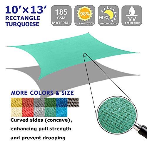Shade&Beyond Sun Sail Shade Canopy Rectangle 10' x 13' 185GSM Shade