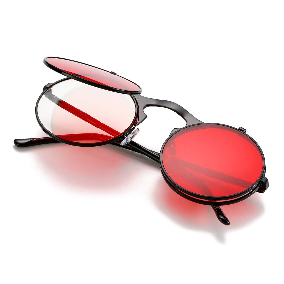 red flip sunglasses