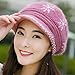 AutumnFall Women Girls Fluffy Knit Hat Crochet Winter Warm Snow Cap with Visor