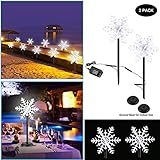 LED Pathway Lights Outdoor Landscape Light - IP65 Waterproof Winter Snowflake Lamp Christmas Fairy Lighting, 3D Snow Decorations Garden Spotlights for Halloween Party Lawn Wedding Festival 2 Pack