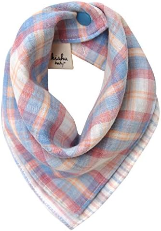 kishu baby Organic Bandana Drool Bib, Vintage Plaid, Handmade In California From Premium Japanese Muslin, Luxuriously Soft, Reversible, Multicolor, One Size