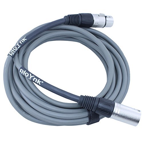 ploYnk Premium Male to Female 3 pin XLR Mic Cable Microphone Audio Cord - 25 FT long: Grey