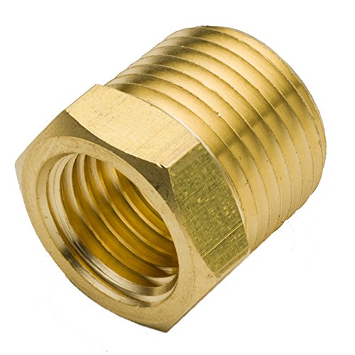 Boeray 2pcs 1/2" NPT Male to 1/8" Female Reducing Hex Head Bushing Brass Pipe Hose Tube Fitting, Adapter Convert
