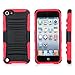 iPod Touch 7th Generation Case, Rugged Hybrid Dual Layer Protection Kickstand Full Cover Case with Video Watching Stand for Apple iPod Touch 7 7th Gen 6 6th Gen 5 5th Gen (Red)