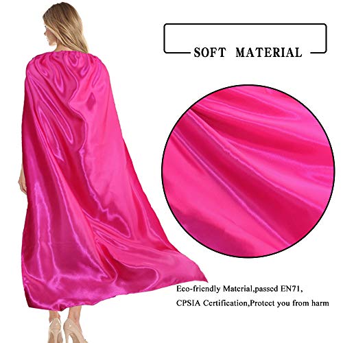 D.Q.Z Superhero Cape for Adult with Mask Men Women Super Hero Party (Rose) - Thumbnail 3