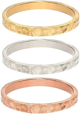 Hammered Ring- Solid 14k Yellow Gold Wedding Bands Jewelry for Women- Free Personalized and Engraved Name and Initial or Message