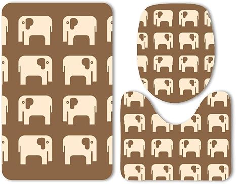 Juego de 3 Alfombrillas de baño con diseño de Elefante, Antideslizantes