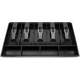 Cash Register Drawer Insert Tray with 5 Bill/4 Coin Compartments for Money Storage, Black