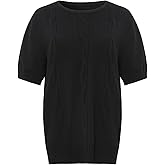 Women's Summer Short Sleeve Tops Crewneck Lightweight Soft Pullover Sweaters Loose Dressy Casual Blouse Basic Clothes