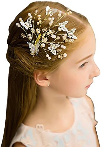 MejorCZ Fashion Beaded Butterfly Hair Clips for Girls Headpiece Hair Accessories Handmade