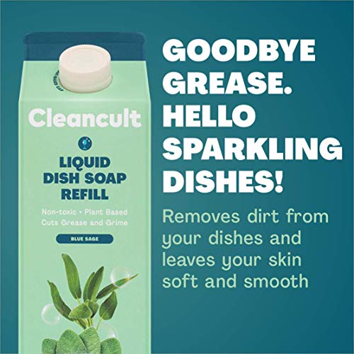 Cleancult Dish Soap Refill, Natural Ingredients, Blue Sage Scent, 32 oz, Cruelty Free, Degreaser