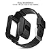 UMTELE Compatible for Fitbit Versa & Versa Lite Bands and Case, [Rugged Pro] Resilient Protective Case with Replacement Wristband Strap for Fitbit Versa (Black+Grey)