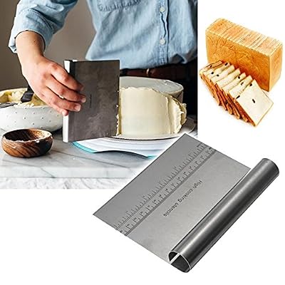 New Professional Stainless Steel Pizza Dough Scraper Cutter Kitchen Flour Pastry Cake Tool Scale 6 x 4 inch, Silver