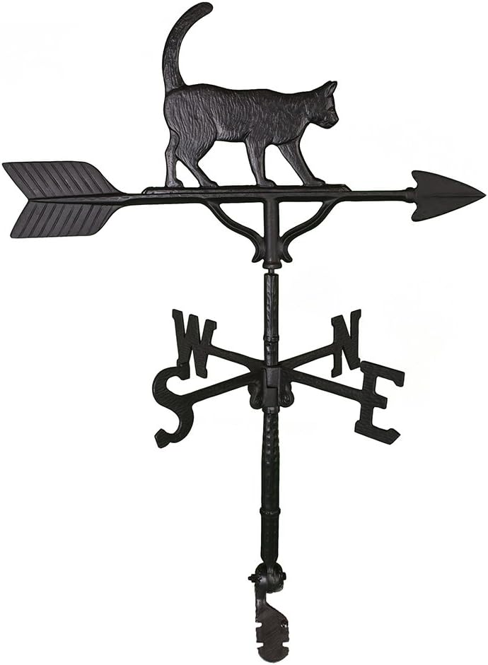 Weathervanes - Montague Metal Products 32-Inch Weathervane with Satin Black Cat Ornament