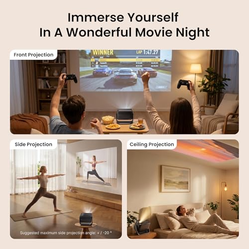 Dangbei N3 Max Proyector 4K Soporte, 1000 ISO Lumen Projetor Portatil,【VIDAA OS, Netflix & App Control de Voz】Videoproyector 1080P para Exterior/Cine en Casa/Techo, con WiFi5, Bluetooth, Dolby Audio