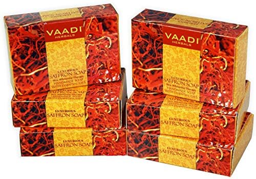 Glamorous Hub - Vaadi Herbals Super Value Luxurious Saffron Soap Skin Whitening Therapy, 75g (Pack of 6)