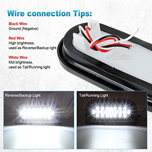 image for Partsam 2x Oval Clear Lens White Stop Turn Tail Backup Reverse Fog Lig