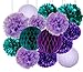 Mermaid Party Supplies/16pcs Mermaid Party Decorations Teal Purple Lavender Tissue Pom Pom Paper Lantens Honeycomb Ballls Frozen Theme Party Supplies Teal Mermaid Baby Shower Decorations