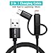 Digital Ant 3 in 1 Charging and Data Syn Cable/3 in 1 Charging Cord Nylon Braided Cable Compatible with Android and i-Products, Twin-Pack (5 Feet-Black)