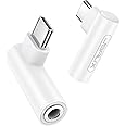 JSAUX 2 Pack Right Angle USB C to 3.5mm Audio Adapter, Type C to Aux Headphone Jack Adapter with 24bit DAC HiFi Dongle Compatible with Samsung Galaxy S23 Ultra, Pixel 7, iPad Pro, MacBook, iPhone 16