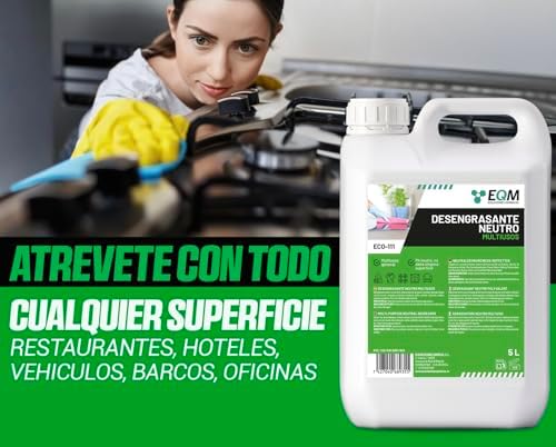 EQM - ECO-111 - Desengrasante Neutro Todo en Uno - 5L - Potente, Seguro y Respetuoso con Todas las Superficies - Hogar, Industria, Vehículos, Barcos, Hoteles, etc