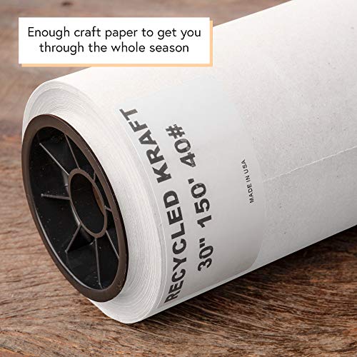 Kraft Paper Roll 18'' X 1800'' (150ft) White Mega Roll - Made in Usa 100% Natural Recycled Material - Perfect for Packing, Wrapping, Butcher, Craft, Postal, Shipping, Dunnage and Parcel