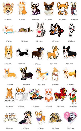 HOTART 50 Packs Corgis Stickers, Cute Dogs Stickers for Laptops,Hydro Flask,Water Bottle,Skateboard, Phone,Guitar, Suitcase-Car Sticker and Decals for Adults, Teens, Girls