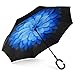 SHINE HAI Inverted Umbrella, Double Layer Windproof Reverse Umbrella, Self-Standing C-Shaped Handle Big Straight Umbrella, UV Protection, Inside-out Folding for Car