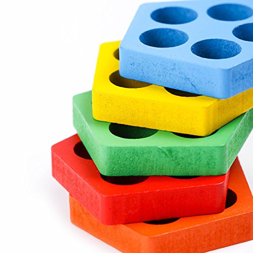 kizh Wooden Educational Preschool Toddler Toys Shape Color Recognition Geometric Board Blocks Stack Sort Chunky Puzzles 25 pcs for 1-5 Year Old Boys Girls Kids Baby Toddlers Children Non-Toxic Toy - Thumbnail 4