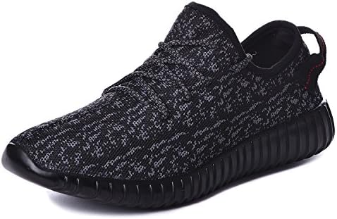 UOREHM Mens Running Shoes Lightweight Sports Womens Fashion Sneakers Breathable Casual Walking Athletic Black 44