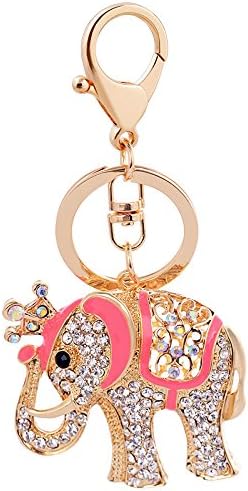 Animal key Chain Fashion Gold Plated Bling Elephant Key Chain(Pink Keychain)