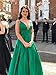 Yangprom Long Spaghetti Straps Ball Gown Satin Prom Dresses with Pockets