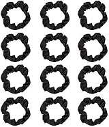 Pimoys 12Pcs Satin Hair Scrunchies Elastic Hair Ties Black Women Girls view 2