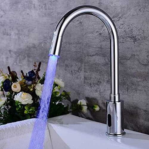 Gangang Led Touchless Kitchen Faucet Automatic Touchless Sensor Touch