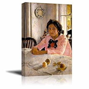 The Girl with Peaches by Valentin Serov - Canvas Print Wall Art Famous Painting Reproduction - 12" x 18"