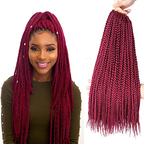 VRHOT 6Packs 18'' Box Braids Crochet Hair Small Synthetic Hair Extensions Twist Crochet Braids Hairstyles Braiding Hair Style Long Dreadlocks for Black Women 18 inch (18 inch, BG#) (Best Way To Part Hair For Box Braids)